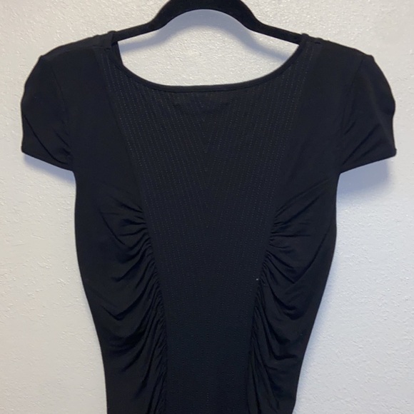 Catherine Malandrino Stretch Cap Sleeve Ruched Little Black Cocktail Dress 4920 - Picture 5 of 8